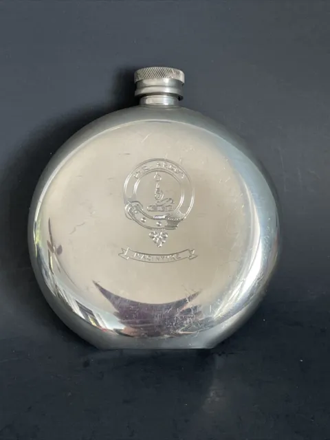 Vintage Sheffield Rose English Pewter Flask PER ARDUA Macintyre Clan