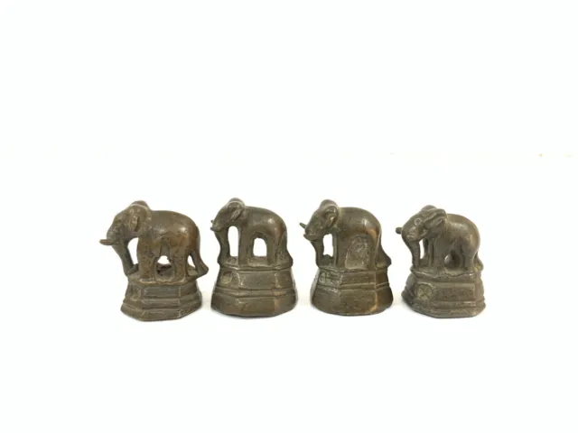 Antique Burmese Style Standing Elephants Bronze Opium Weights