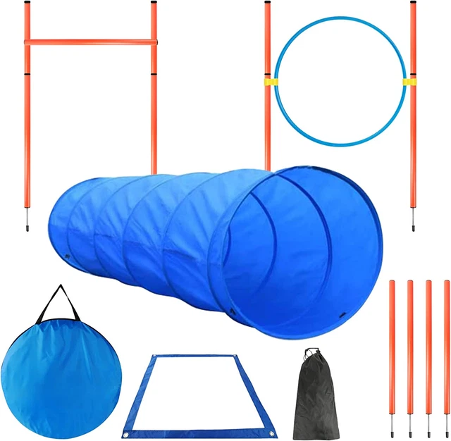 Dog Agility Equipment Pet Obstacle Training Course Kit with Dog Tunnel, High Jum