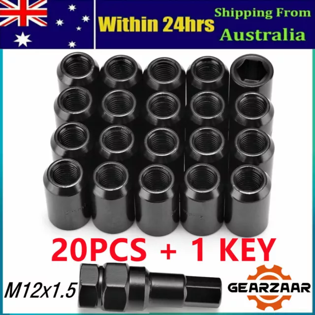 M12x1.5mm Extended Steel Wheel Rim Tuner Lug Nuts 35mm BK fit for Toyota Mazda