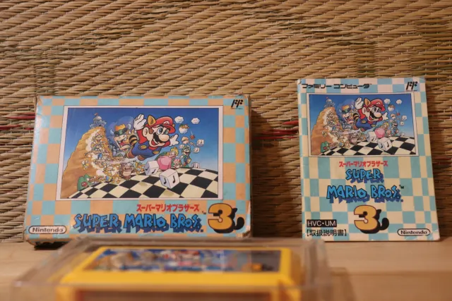Super Mario Bros 3 Mario Brothers w/box manual Nintendo Famicom FC NES VG-!