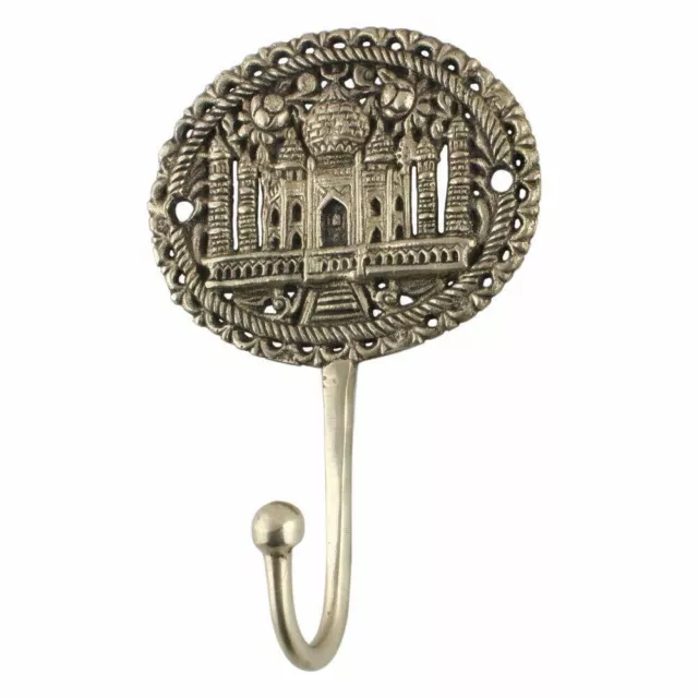 Set of 2 Handmade Brass Beautiful Taj Mahal Key Wall Hook Coat Hanger Holder