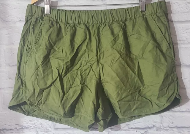 Madewell Casual Pull On Shorts Women's Size XL Green Pockets Elastic Waist New