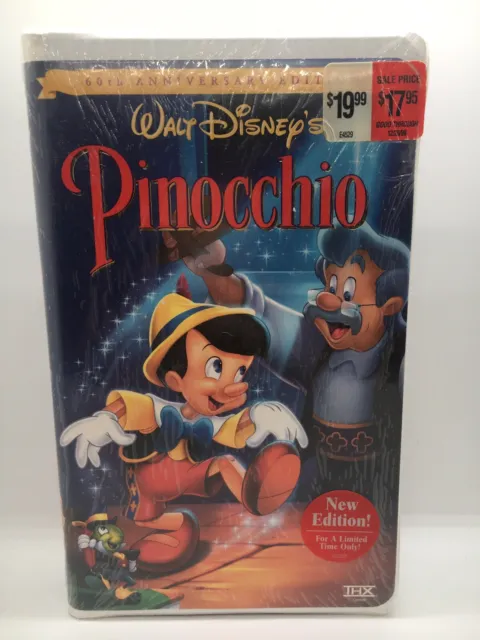Pinocchio (VHS, 1999) Walt Disney’s Classic 60th Anniversary Clamshell READ