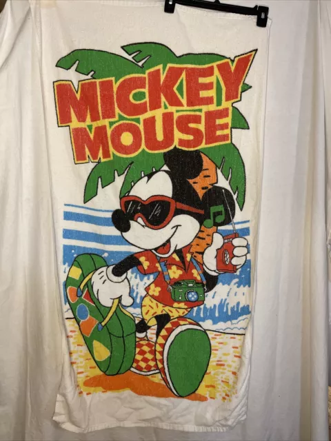 Vintage Disney Beach Towel Mickey Mouse HEADED TO THE BEACH Rare 90’S