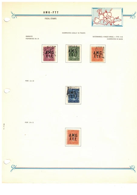 AMG FTT Trieste 1947 Fiscal Revenues with Two Line Overprint Rare on Bush Page