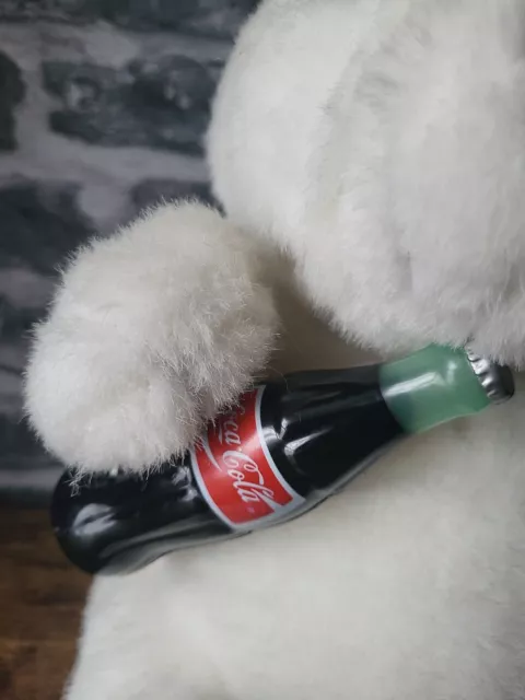Vintage Coca Cola White Polar Bear 12" Plush Collectable Stuffed Animal 90's 3