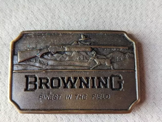 vintage BROWNING belt buckle BRASS wester HUNTING gun rifle DEER duck