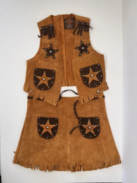 Vintage Leather Cowgirl / Sheriff Outfit Made in Colorado, USA Size S Child
