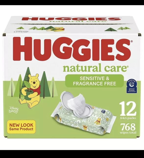 Huggies Natural Care Sensitive Baby Diaper Wipes Unscented Hypoallergenic 768