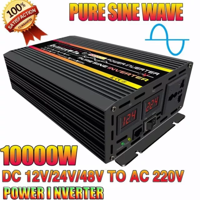 8000W 10000W Power Inverter DC 12V 24V To AC 110V 220V Converter Pure Sine Wave