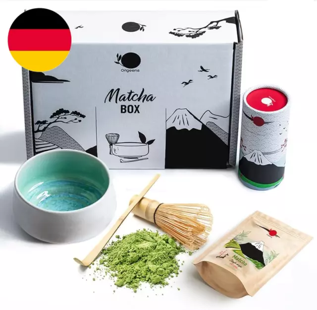 Origeens MATCHA TEE SET Mit Matcha Besen, Matcha Schale Aus Keramik, BIO Matcha