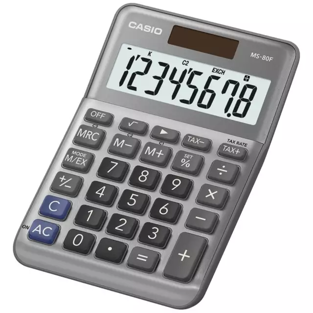 Casio MS-80F Calculatrice de bureau gris Ecran: 8 à pile(s), solaire (l x H x