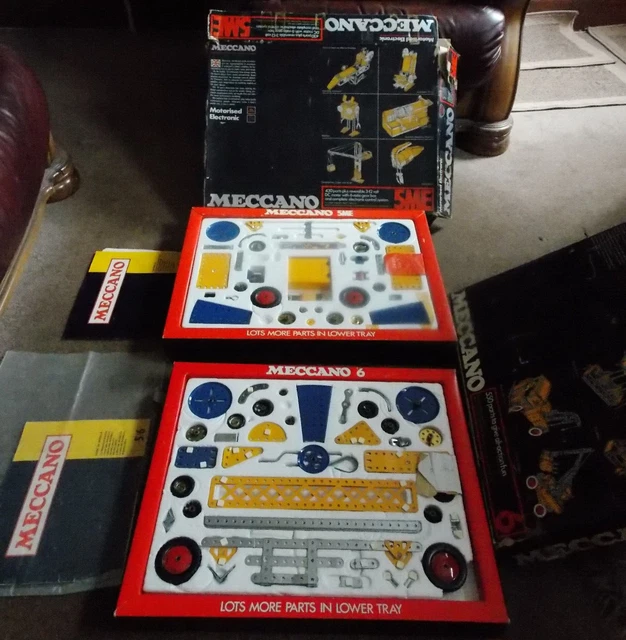 VINTAGE MECCANO 5ME & 6 Boxed Sets w. Motor/Gearbox/Controls. Looks