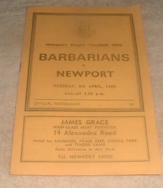 NEWPORT v BARBARIANS - 8th April 1969