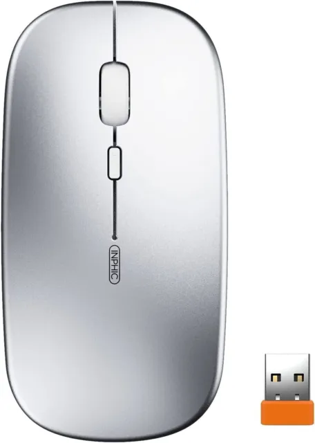 INPHIC Wireless Mouse, Rechargeable & Noiseless, Ultra Slim USB 2.4G PC Computer