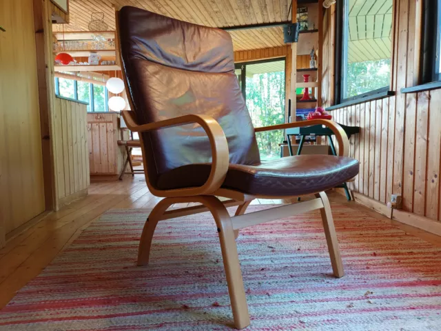 Chair Vintage 60er Leather Vejle Relaxing Easy Bent Olsen 70er Danish 4a
