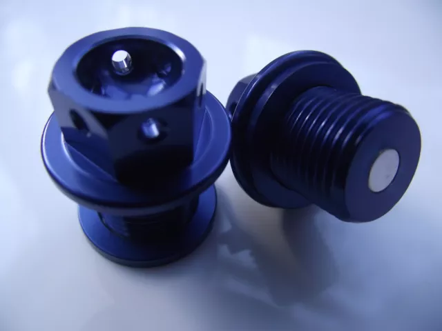 Magnetic CNC blue sump plug Oil Drain Bolt "Lockwire drilled" M14X 1.5 Yamaha