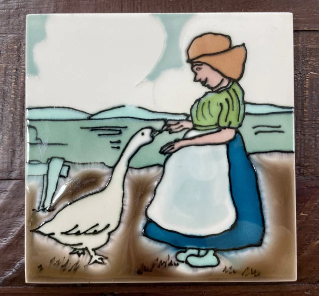 Richards Dutch Scene Tile Fabulous Condition Post 1910