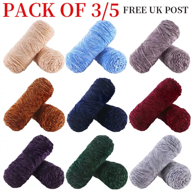 5 X 100G Skein Shiny Chunky Chenille Yarn Crochet Soft Baby Velvet Knitting  Wool £8.48 - PicClick UK