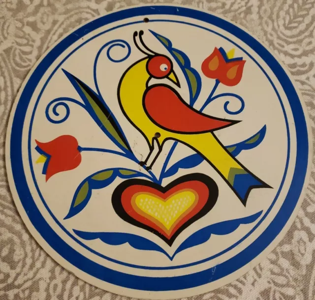 Vintage Jacob Zook PA Round Dutch Love Colorful Bird Hex Sign