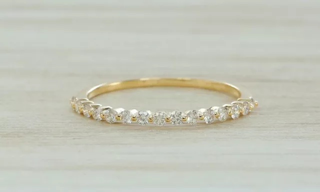 Diamant Halbe Ewigkeit Stapelbar Band Ring IN 14k Solid Gold Hochzeit Geschenk