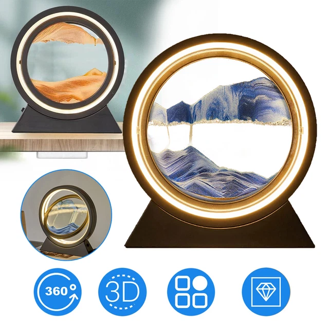 Moving Sand Picture Deep Sea Sandscape LED Lamp Frame Art Decor 3D Liquid Motion