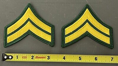 Double Stripe Chevron/Set Of Two/ Green Background and Border With Gold Chevrons
