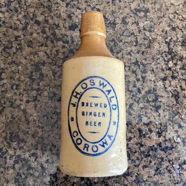Antique 3 Color Stoneware Ginger Beer Bottle J.H. Oswald Corowa