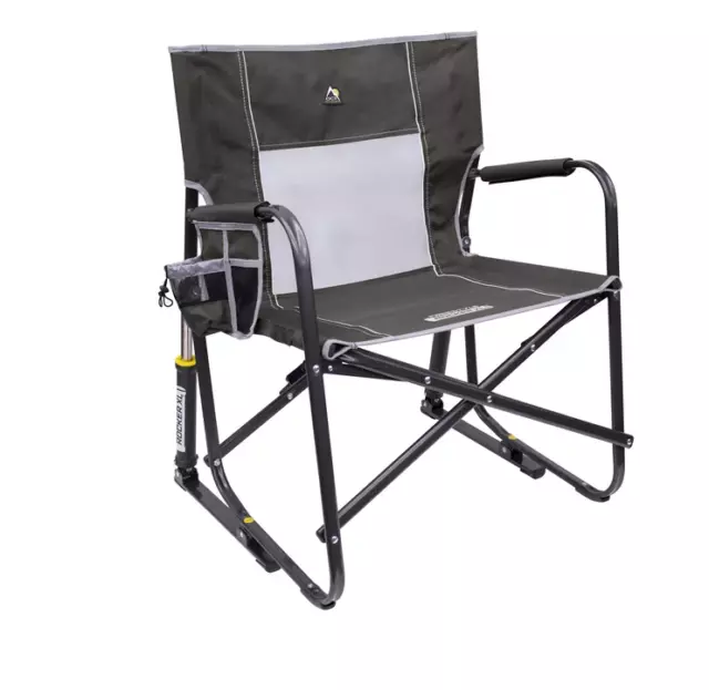 GCI Outdoor Freestyle Rocker XL Heavy Duty Folding Rocking Camping Chair, Pewter