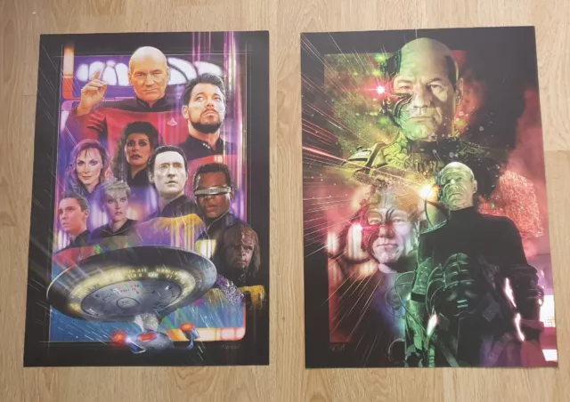 Star Trek The Next Generation Posters x2 A3 brand new drawn by jason fletcher