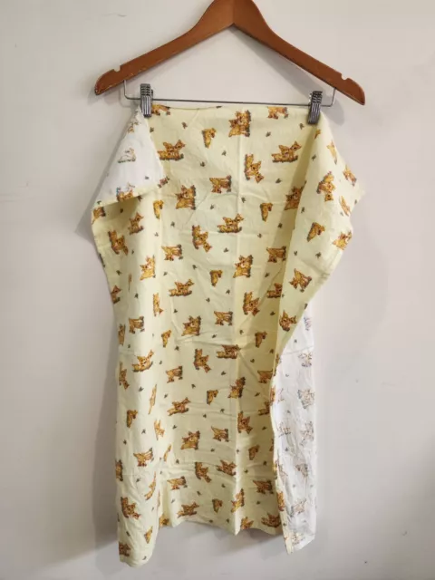 Vintage Flannelette Flat Sheet Cot Baby & Mother Deer Bambi Style 60cm x 84cm