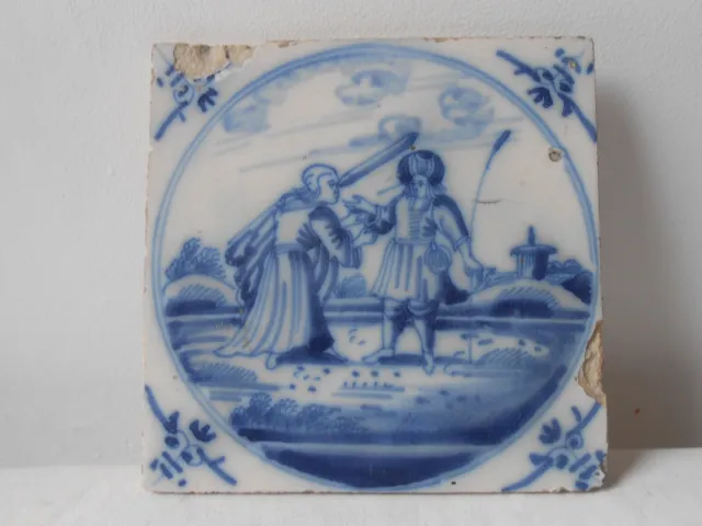 Antique Dutch Delft Blue. Biblical Tile. 17th 18th Century...Pottery...j...