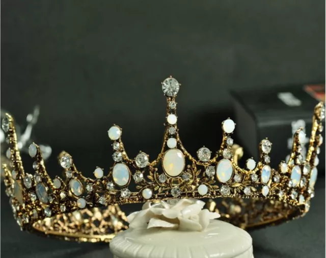 Women Lady Retro Rhinestone Crystal Royal Prom Party Hair Headband Crown Tiara