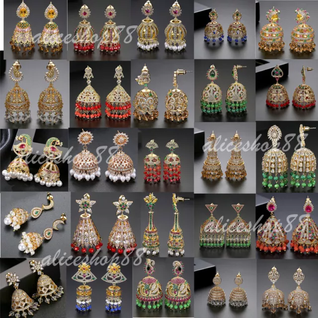 Indian Bollywood Women Zircon Jhumki Jhumka Gypsy Earrings Bridal Ethnic Jewelry