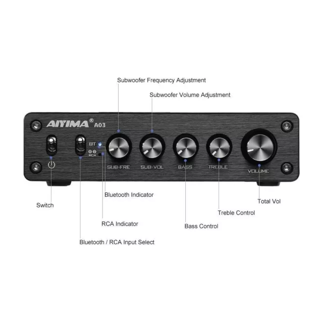 AIYIMA TPA3116 Subwoofer Amplificatore Bluetooth HiFi Digitale 2.1 50Wx2+100W