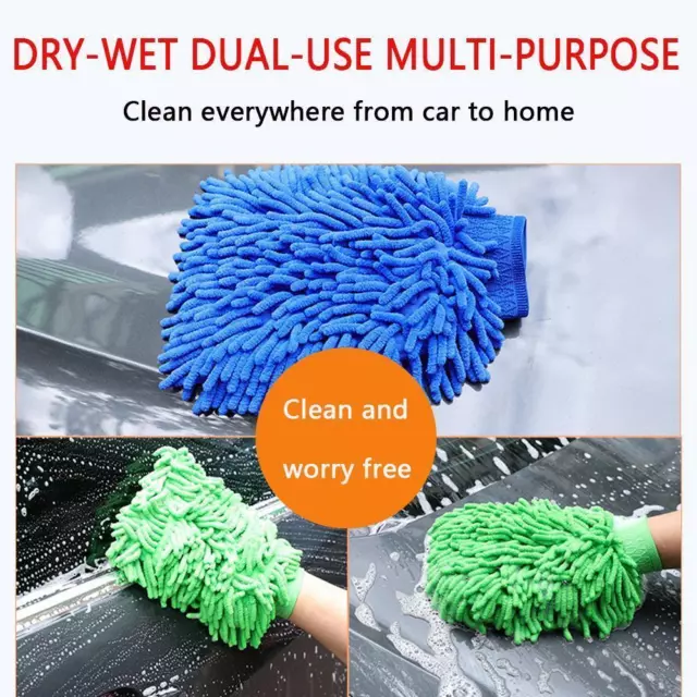 Car Wash Washing Microfiber Chenille Mitt Auto Cleaning Hot Dust D4 NEW A9 C9W2