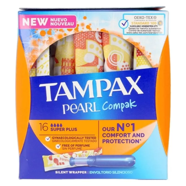 Tampon Super Plus Pearl Compak Tampax Tampax Pearl Compak 16 Stück