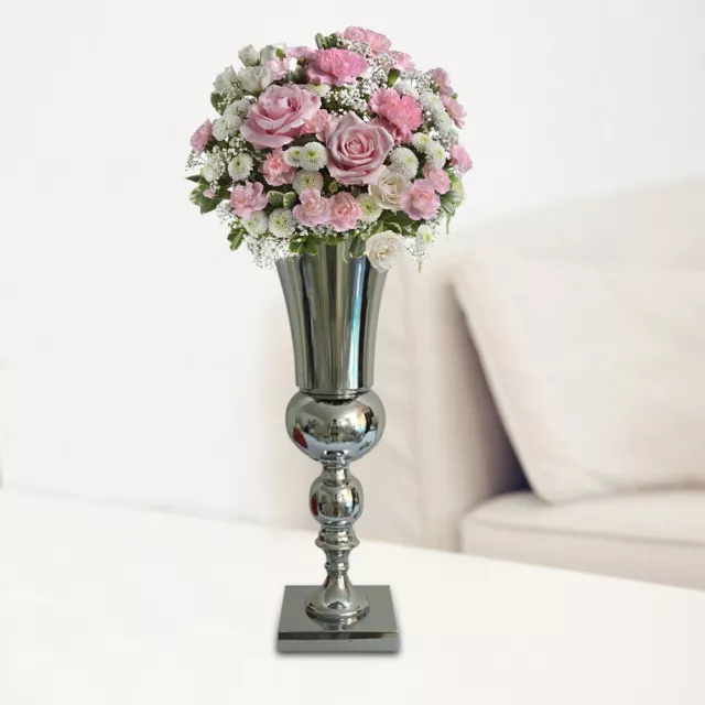 50cm Chrome Stunning Silver Iron Flower Urn Wedding Table Home Decor Gift 2