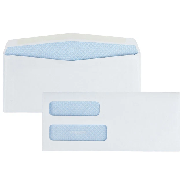 Envelopes w/Double Window, No.10, 4-1/8"x9-1/2", 500/BX,WE