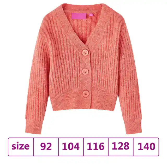 Cardigan per Bambini Lavorato a Maglia Indumenti Bambini Top Bimbi Rosa Medio vi