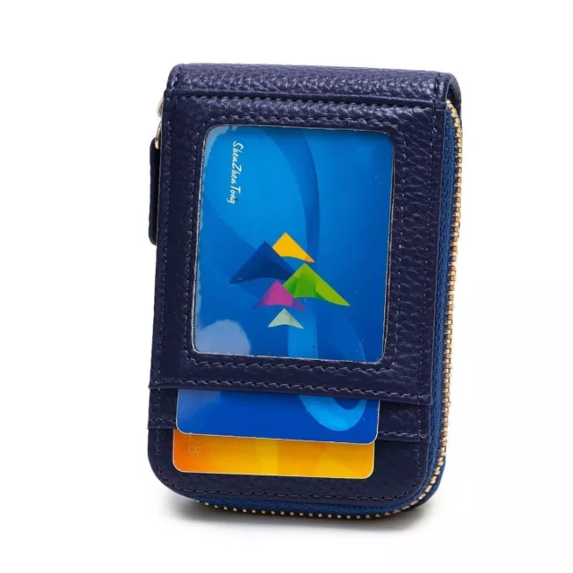 Mens Wallet Credit Card Holder Genuine Leather RFID Blocking Zipper Pocket Thin 10