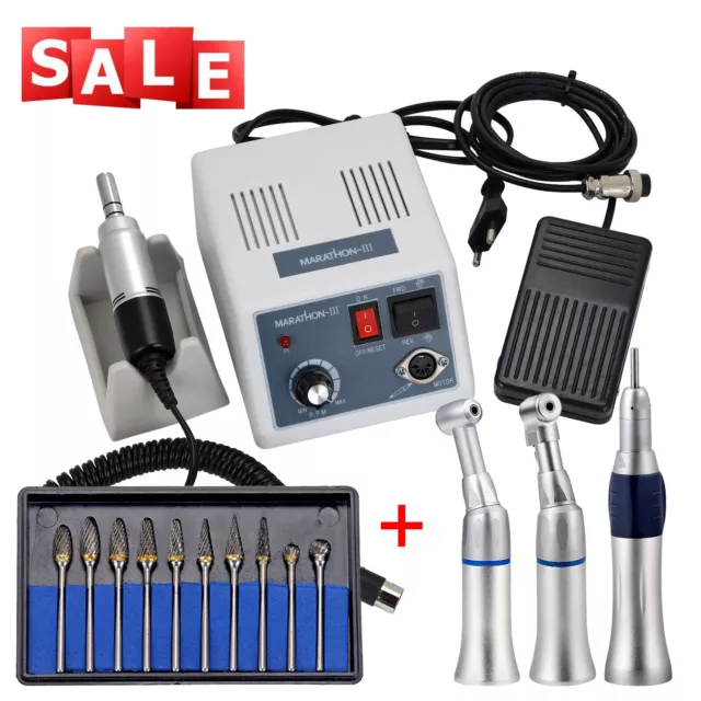 Dental Lab fit Marathon III Electric Micromotor Straight Contra Angle Handpieces