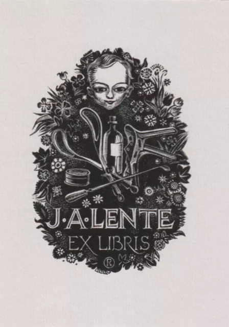 Ex Libris Bookplate Di J.a. Lente