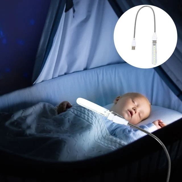 NIGHT LIGHT USB Powered Flexible Computer Lamp Gooseneck 8 LEDs Night ...