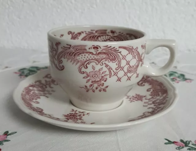 ⭐ Villeroy & Boch ⭐ Valeria rot Kaffetasse mit Unterteller  RARITÄT