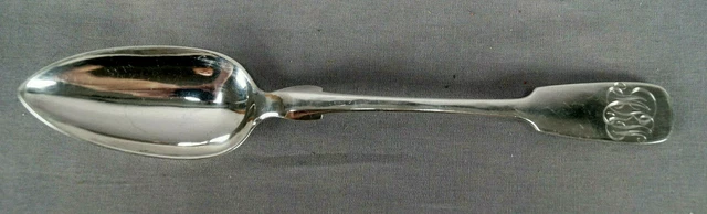 19th Century Monogrammed MRW Silver Serving Spoon Probably Dutch