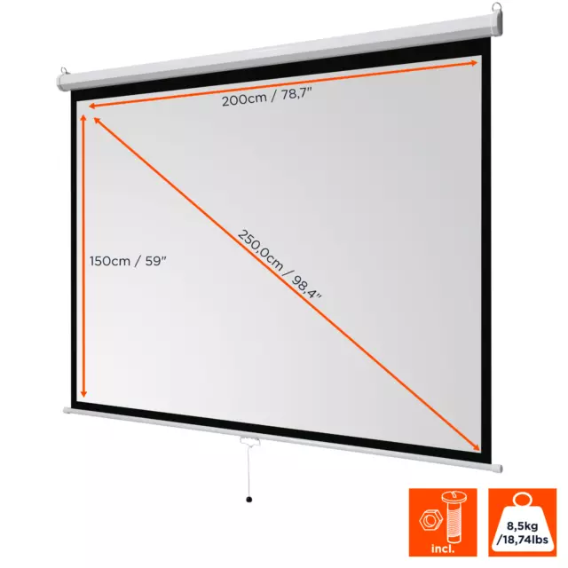 celexon basic manuell ausziehbare Heimkino Business Rollo-Leinwand 200x150cm 4:3 2