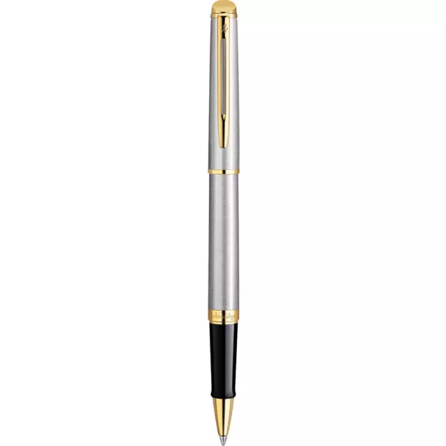 NEW Waterman Hemisphere Rollerball Pen Stainless Steel Gold Trim Gift Box