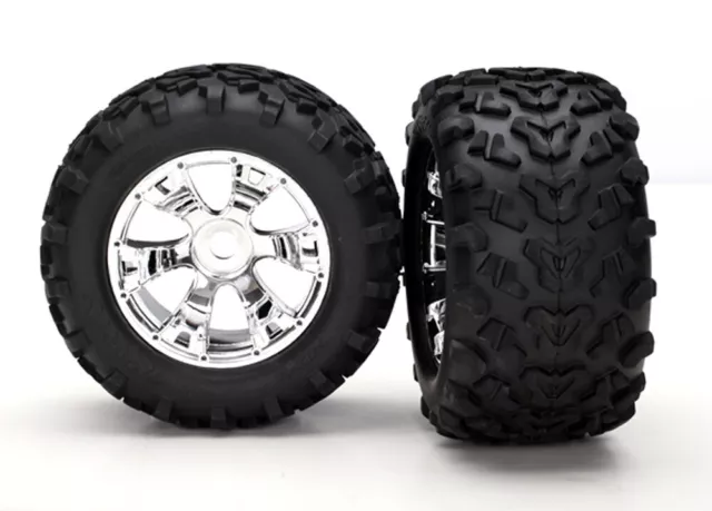 Traxxas 5674 - Maxx Tires, Geode 3.8" Wheels, Chrome (2)